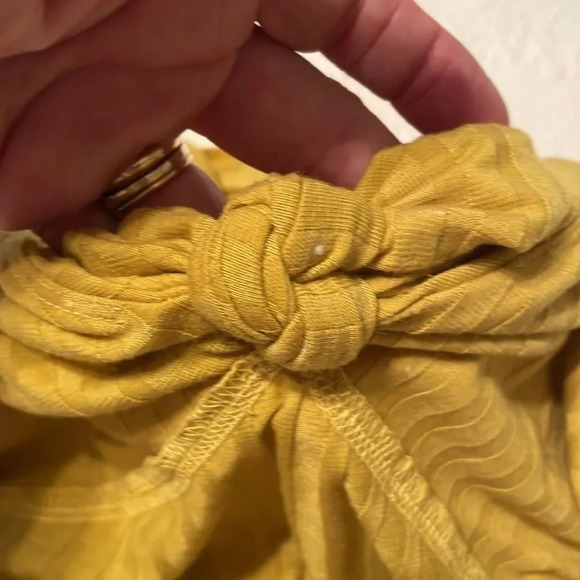 We The Free XS Smocked Back Tie Front Sexy Halter Top Shirt Mustard Yellow Gold - Picture 9 of 10